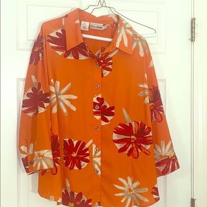 K.C. studio orange blouse 22W sleeves 3/4 length